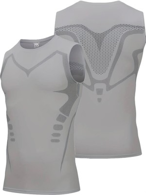 Ghassy Co. Erkek Fitness Hızlı Kuruma Nefes Alabilen Çapraz Daraltma Tipi Kolsuz Spor T-Shirt
