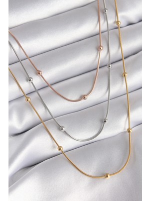 Callerrons Accessories  Mix Renk 3'lü Topçuk Detay Kadın Kolye - EBJ241012W28441