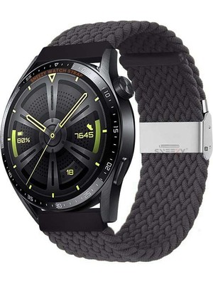 Sneezy Huawei Watch Gt5 46MM Ile Uyumlu 22MM Metal Klips Solo Fiberlink Örgü Kordon