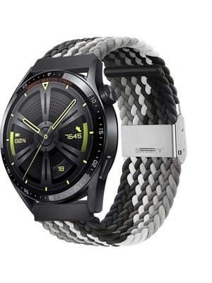 Sneezy Huawei Watch Gt5 46MM Ile Uyumlu 22MM Metal Klips Solo Fiberlink Örgü Kordon