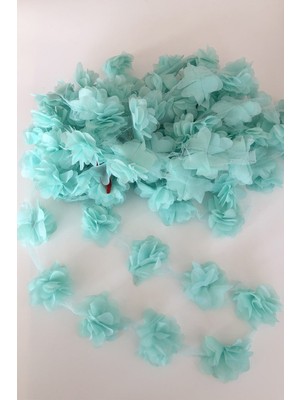 Mint Yeşili Lazer Kesim Şifon Tül Çiçek
