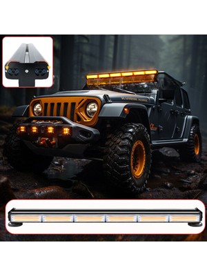 Dekohop Çakarlı Tepe Ikaz Lambası 90 cm Mıknatıslı Turuncu Amber Çift Taraflı LED Bar 12 Mod 12-24 V