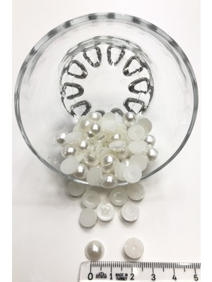 Yarım İnci Boncuk Plastik Kırık Beyaz