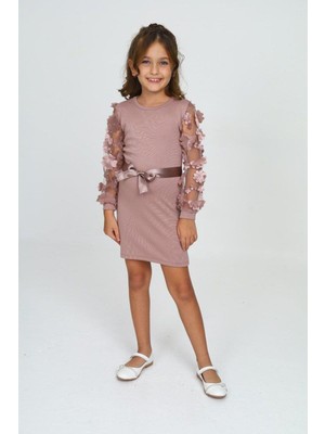 My Kids Wear Belden Bağlamalı Tül Detaylı Çocuk Elbise Mykids Collection