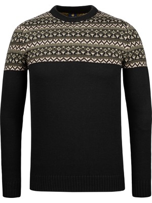 Çizgi Triko Erkek Kaba Örgü Sıfır Yaka Triko Kazak Desenli Kol ve Bel Lastikli Çelik Örgü Regular Kalıp - 5022C