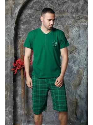 Nisanca Pamuklu Desenli Kapri Erkek Pijama Takımı