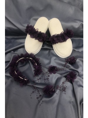 Mor Çiçekli Lohusa Terligi ve Incili Taç