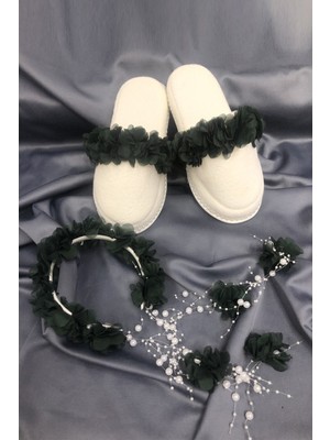 Yeşil Çiçekli Lohusa Terligi ve Incili Taç