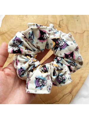 ModaZey Kuromi Beyazlı Lastikli & Scrunchie Toka