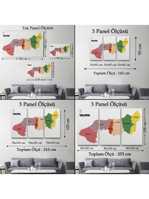 Barel Storm Yalova Ili ve Ilçeler Haritası Dekoratif Kanvas Tablo 1482