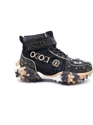 Guja G24K351 Özel Tasarım Taşlı Ve Bilekli Siyah Renk Kadın Sneaker