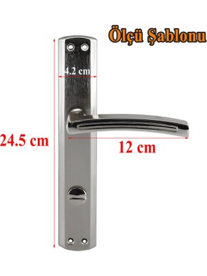 Armoni Wc Banyo Kapı Kolu Nikel Inox Aynalı Sağa Sola Uygun Iç Dış Wc Kapısı Kilitlenebilir 1 Takım