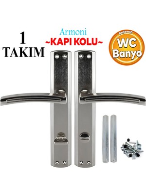 Armoni Wc Banyo Kapı Kolu Nikel Inox Aynalı Sağa Sola Uygun Iç Dış Wc Kapısı Kilitlenebilir 1 Takım