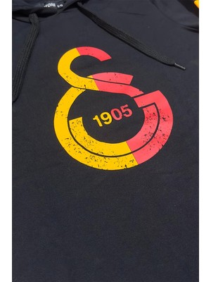 Galatasaray Orijinal Lisanslı Logo Siyah Kapüşonlu Sweat