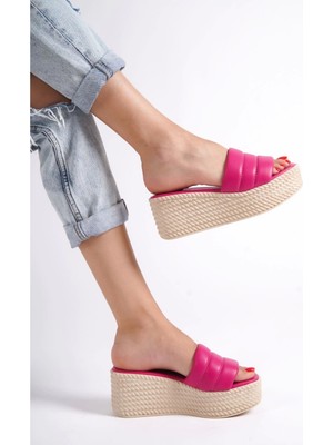 Kazax Mendal Fuşya Cilt Dolgu Topuk Terlik