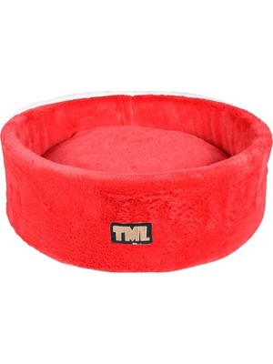 Tml Kedi Köpek Yatağı Evcil Hayvan Kısa Tüylü Cappuccino Kırmızı Silindir Yatak