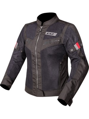 Ls2 Blade Air Yazlık Kadın Motosiklet Montu Siyah-Kırmızı Nefes Alabilen 600D Polyester Malzeme