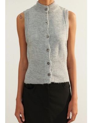 FRM Kadın Moda Şık Regular Bisiklet Yaka Slim Yumuşak Dokulu Triko Hırka