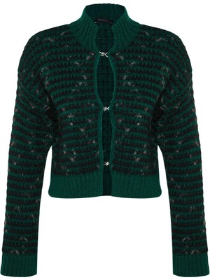 FRM Kadın Moda Şık Regular Bisiklet Yaka Regular Yumuşak Dokulu Degrade Triko Hırka