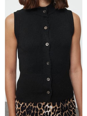 FRM Kadın Moda Şık Regular Bisiklet Yaka Slim Yumuşak Dokulu Triko Hırka