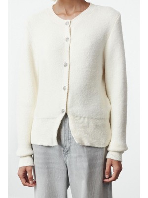 FRM Kadın Moda Şık Regular Bisiklet Yaka Regular Ekstra Yumuşak Dokulu Triko Hırka