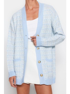 Kadın Modern Tarz Oversize V Yaka Midi Triko Hırka
