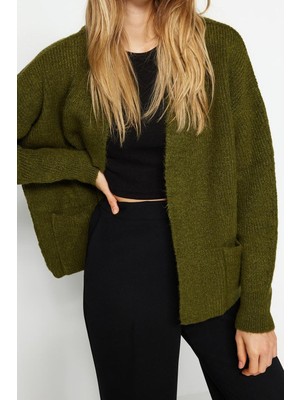 Ersefa Kadın Modern Tarz Oversize V Yaka Triko Hırka