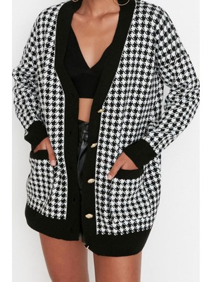 Ersefa Kadın Modern Tarz Oversize V Yaka Midi Triko Hırka