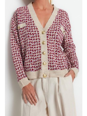 Kadın Modern Tarz Oversize V Yaka Regular Triko Hırka