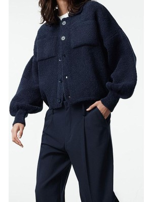 Ersefa Kadın Modern Tarz Polo Yaka Triko Hırka