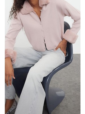 Ersefa Kadın Modern Tarz Polo Yaka Triko Hırka