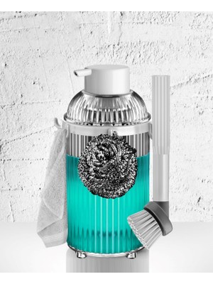 Sas Haus Mutfak Bulaşık Temizlik Seti Havlu Askısı Fırça Sabunluk Füme 3369