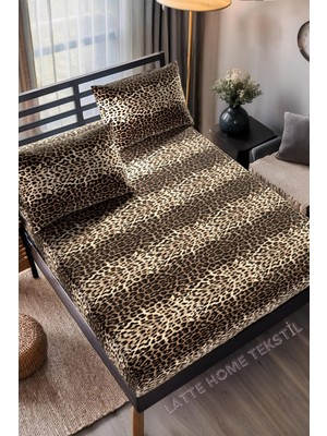 Latte Tekstil Mocha Leopar Desenli Pamuklu Ranforce Kumaş Lastikli Çarşaf Takımı (Tek-Çift-Battal Ebat)
