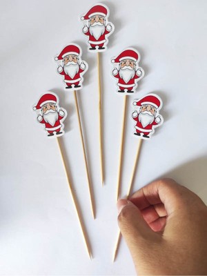 Beyhan Bayhan 15 cm 30 Adet Dekoratif Karton Noel Baba Pasta Kürdanı