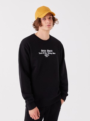 Bisiklet Yaka Uzun Kollu Baskılı Erkek Sweatshirt