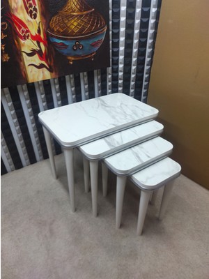 Sandıkçı Hacı Hafız 4 Lü Ahşap Mdf Zigon Sehpa ,mdf Dörtlü Ahşap Servis Sehpası ,salon Sehpası ,modern Sehpa