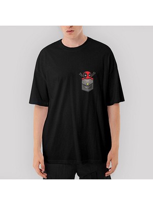 Crows Gate Deadpool Cep Oversize Siyah Tişört