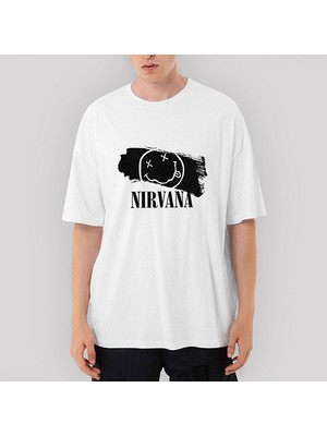 Crows Gate Nirvana Splash Oversize Beyaz Tişört