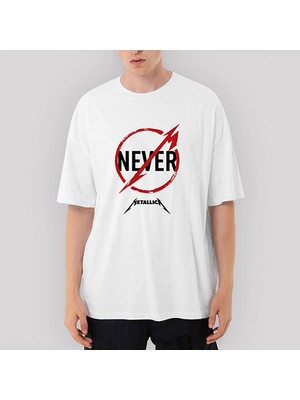 Crows Gate Metallica Never Oversize Beyaz Tişört