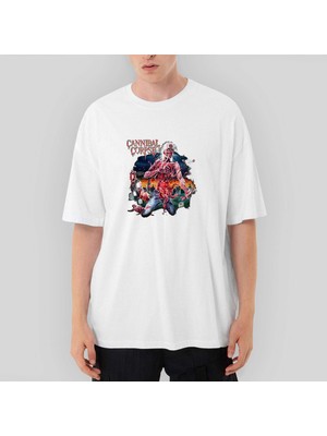 Crows Gate Cannibal Corpse Skull Oversize Beyaz Tişört
