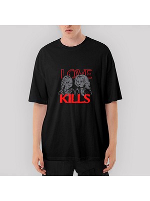 Crows Gate Chucky Love Kills Oversize Siyah Tişört