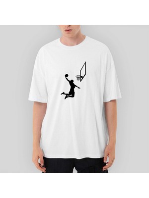Crows Gate Basketball Smack Silhouette Oversize Beyaz Tişört