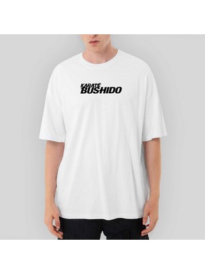 Crows Gate Karete Bushido Text Oversize Beyaz Tişört
