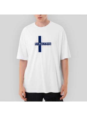Crows Gate True Kings Of Norway Oversize Beyaz Tişört Oversize Beyaz Tişört