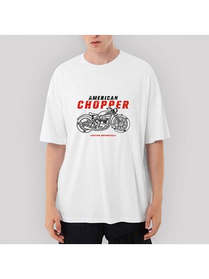 Crows Gate American Chopper Oversize Beyaz Tişört