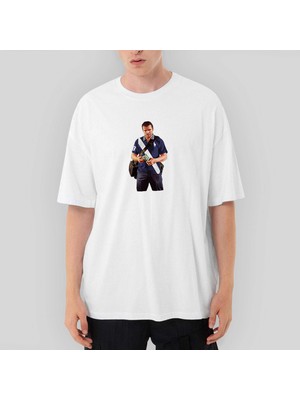 Crows Gate Gta Blue Thief Man Oversize Beyaz Tişört