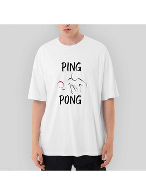 Crows Gate Ping Pong Actor Design Oversize Beyaz Tişört