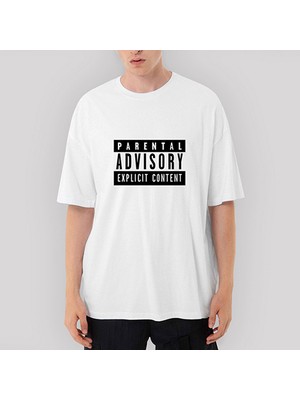 Crows Gate Parental Advisory Oversize Beyaz Tişört