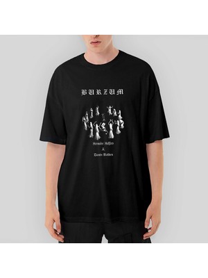 Crows Gate Burzum Graphic Oversize Siyah Tişört