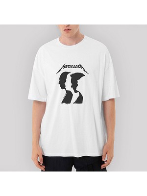 Metallica Group Silhouette Oversize Beyaz Tişört